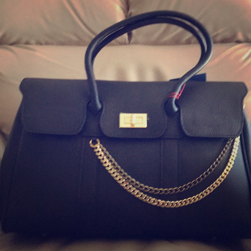 Markese Black Leather Satchel NWT